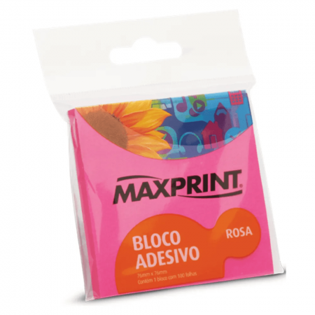 Bloco Adesivo Maxprint Neon Rosa 100 Folhas