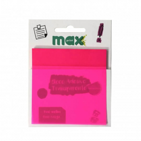 Bloco Adesivo Transparente Maxprint 50 Folhas Rosa