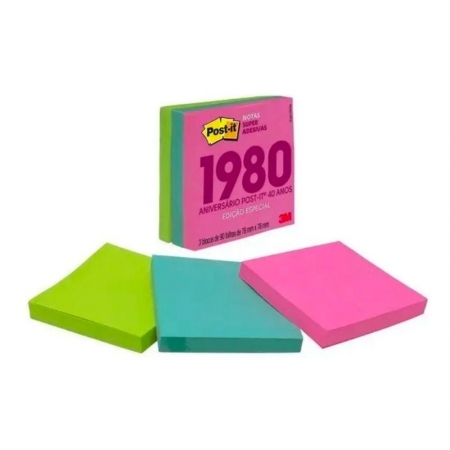 Bloco Post-it® Coleção 40 Anos 76mmx76mm 270 Folhas 1980 Pink