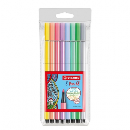 Caneta Stabilo Pen 68 Pastel Kit com 8 cores