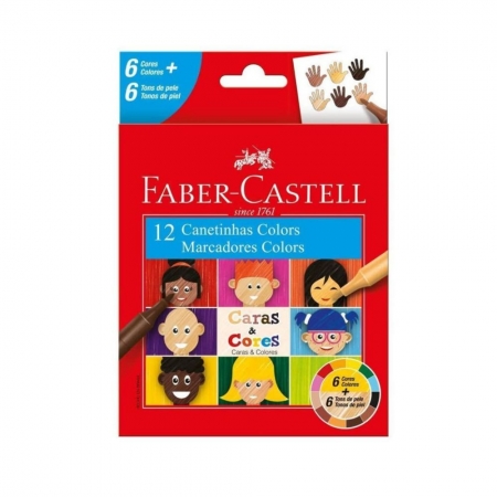 Canetinha Faber Castell Caras e Cores 12 Cores