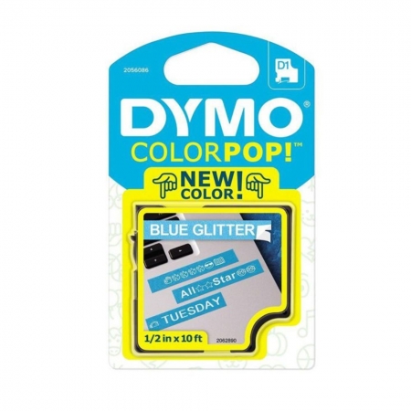 Fita Para Rotulador Dymo Color Pop D1 Azul com Glitter