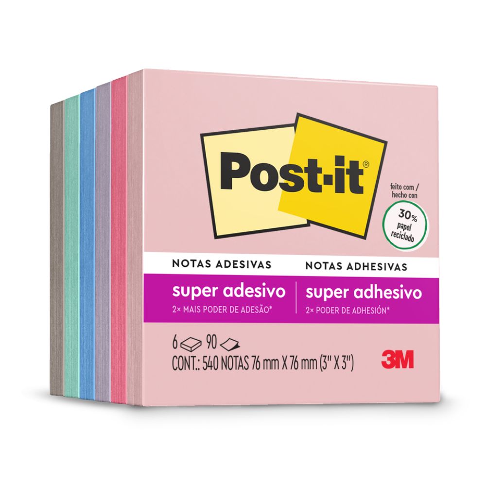 Bloco Post-it® Cubo Coleção  Paixão por Viajar 76mmx76mm 540 folhas
