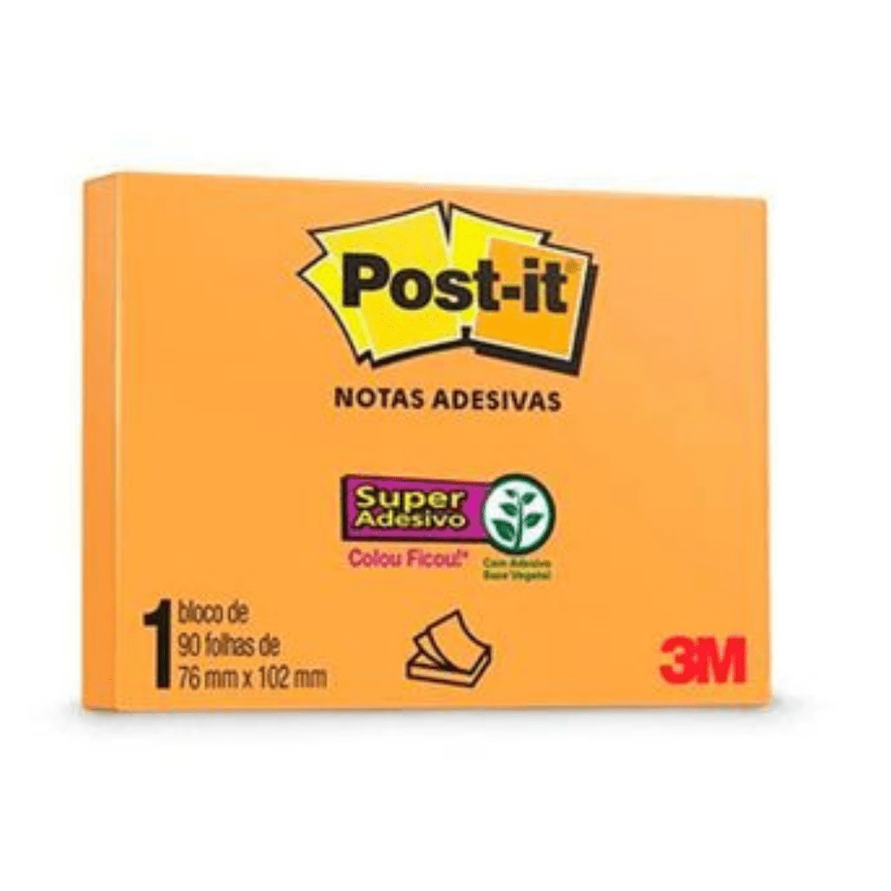 Bloco Post-it® Laranja Neon 76mmx102mm 100 folhas