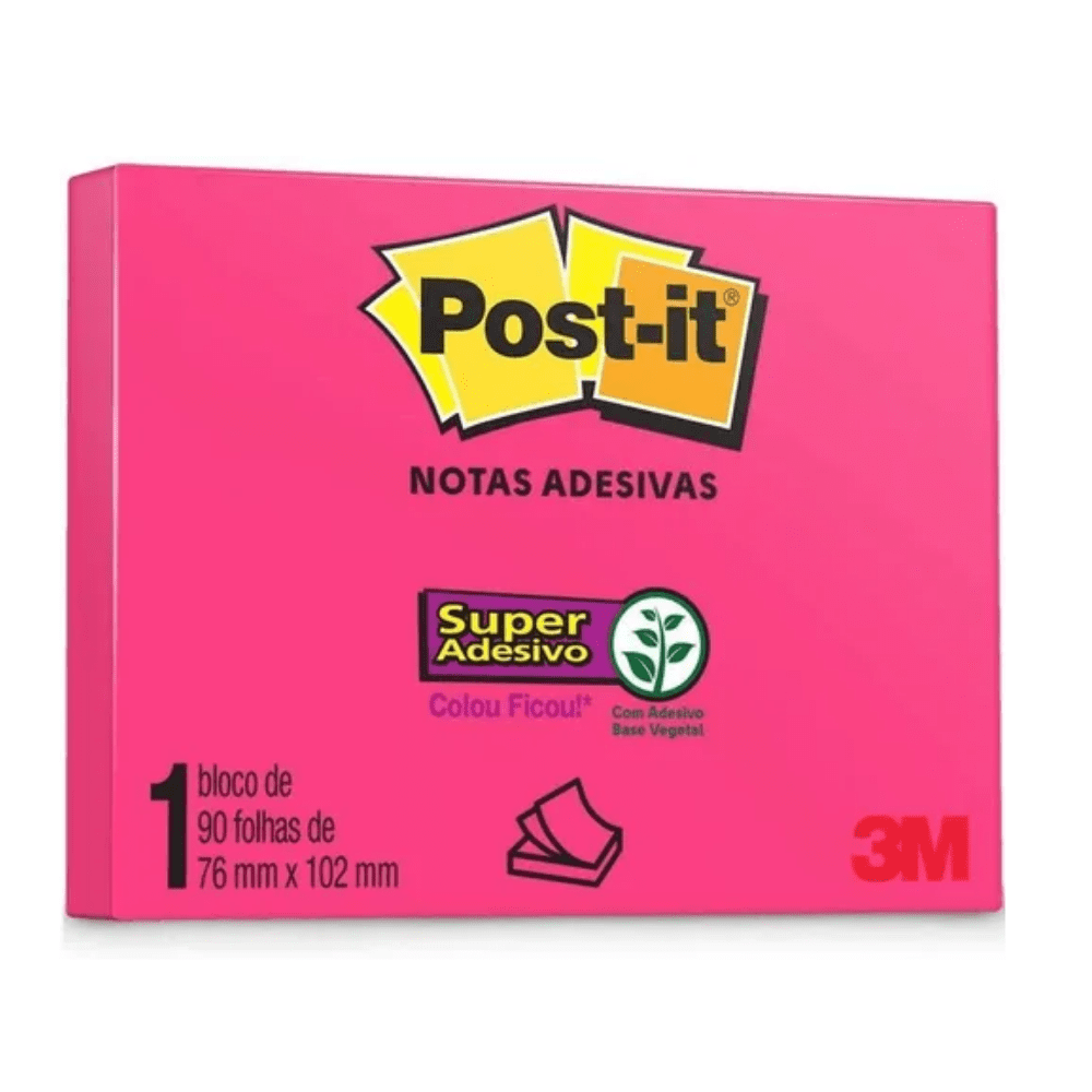 Bloco Post-it® Rosa 76mmx102mm 100 folhas