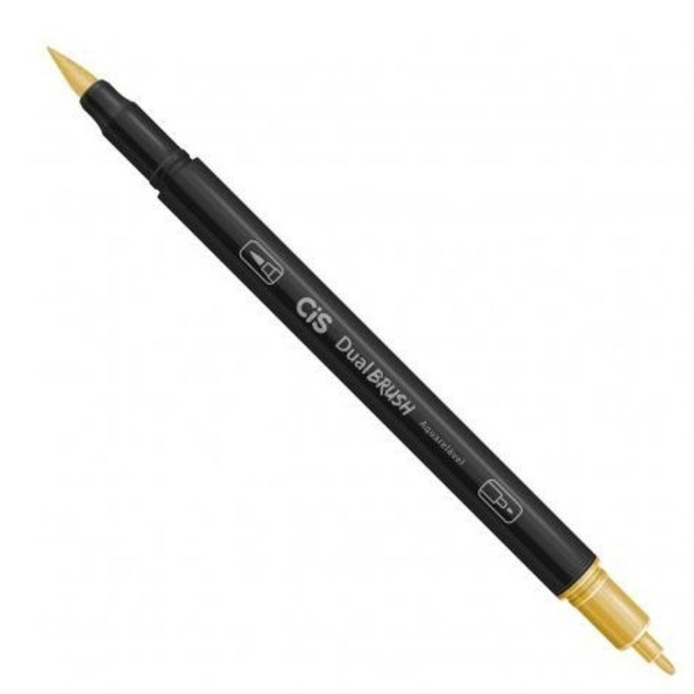 Caneta Cis Dual Brush Pen Aquarelável Dourada