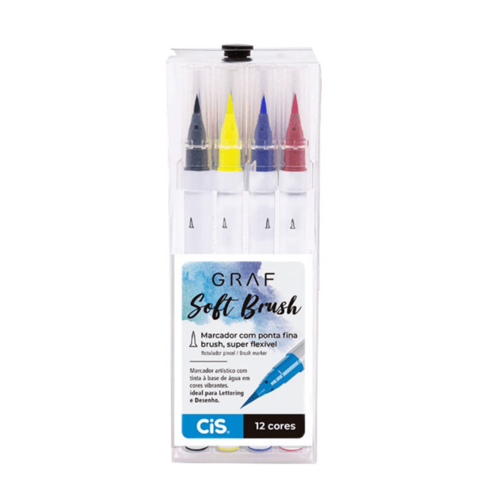 Caneta Soft Brush Cis Graf 12 Cores 