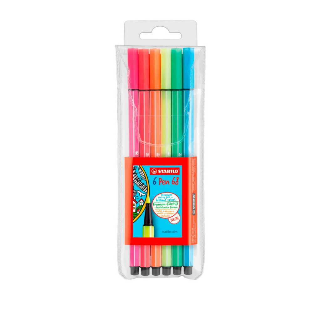 Caneta Stabilo Pen 68 Neon Kit com 6 cores