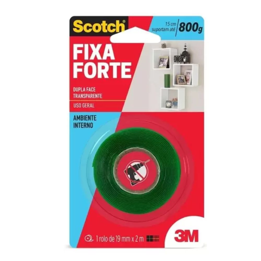 Fita Dupla Face 3M Scotch Fixa Forte 800g