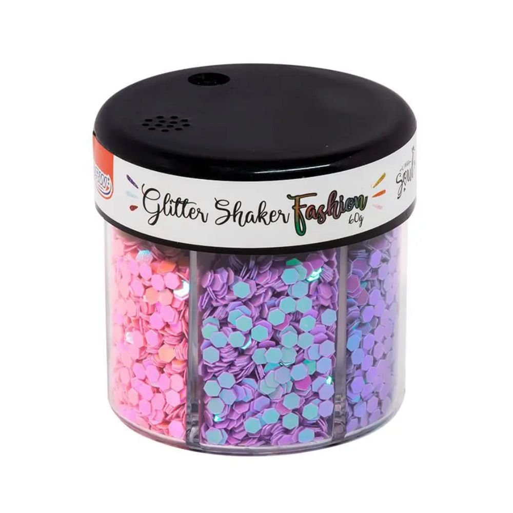Glitter Shaker Hexágonos Fashion BRW com 6 Cores