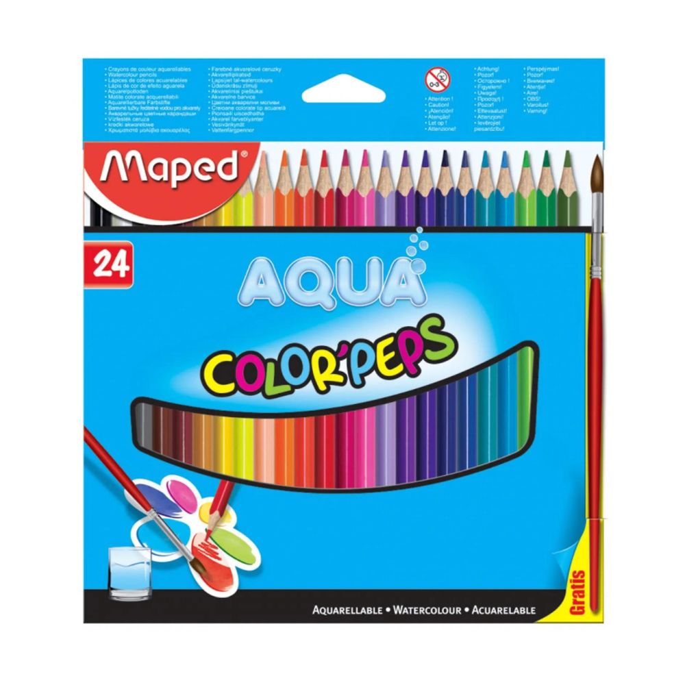 Lápis de Cor Maped Aquarelável Color Peps 24 Cores