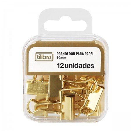 Prendedor de Papel Dourado Tilibra 19mm com 12 Unidades