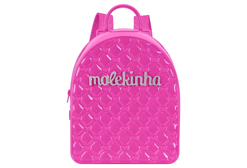 Mochila Inf Molekinha Menina Casual Alça Regulavel Pink Neon