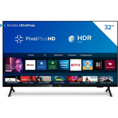 Smart TV Philips 32´ HD, HDR Plus, 3x HDMI, 2x USB, WiFi, Conversor Digital, Netflix, Youtube, Globoplay, Prime Video - 32PHG6825/78