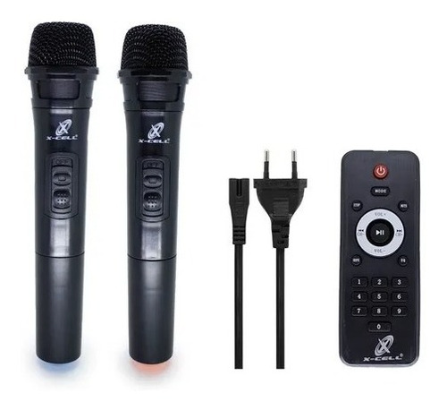 Caixa De Som Portatil 350w Bluetooth 2 Microfones Sem Fio