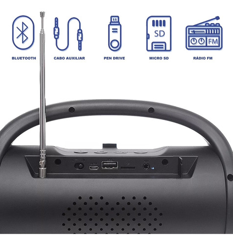 Caixa Som Bluetooth Portátil Radio Fm  Amplificada