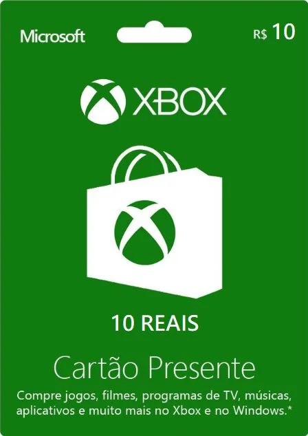 Cartão Presente R$10 Xbox Live Brasil - Microsoft
