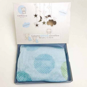 Cobertor Baby Microfibra Presente Bolas Azul