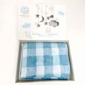 Cobertor Baby Microfibra Presente Vichy Azul
