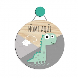Dino Dinossauro Enfeite de Porta MDF com Nome Personalizado