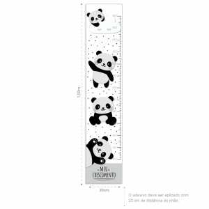 Regua de Crescimento Adesivo Urso Panda