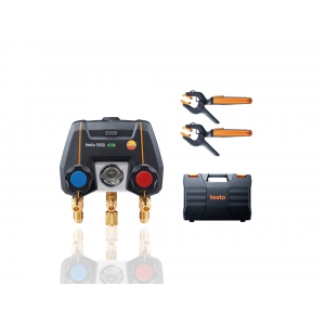 Testo 550i Smart Kit - Manifold digital controlado por aplicativo com sondas de temperatura de pinça sem fio (NTC)