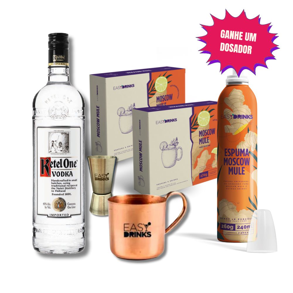 Kit Moscow Mule + Ketel One 1L + Caneca de Cobre - Easy Drinks