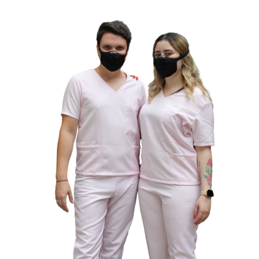 Pijama Cirúrgico Conjunto Hospitalar -Rosa Bebe-Gabardine GG
