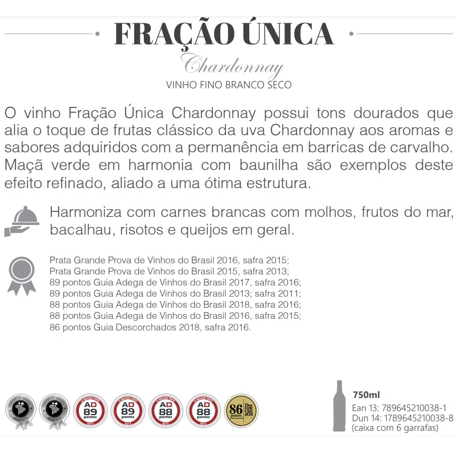 Vinho Casa Perini Fração Única Chardonnay - 750ml
