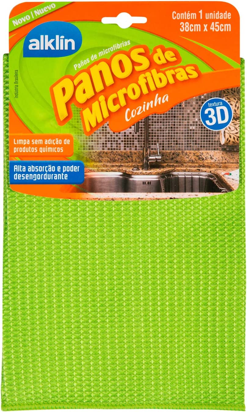 Pano De Microfibra Para Pia Cozinha Verde Alklin