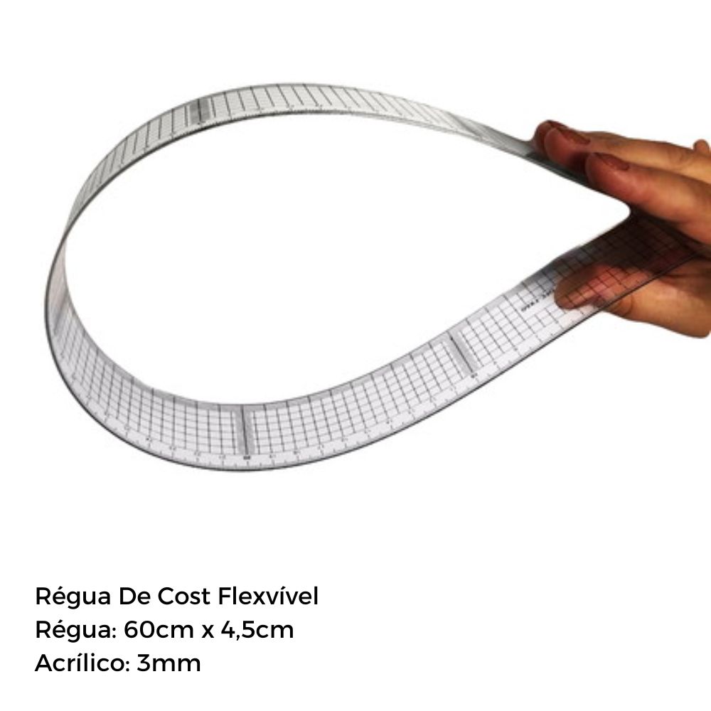 Régua de Costura Flexível Acrílica 60cm Delfitec - Foto 1