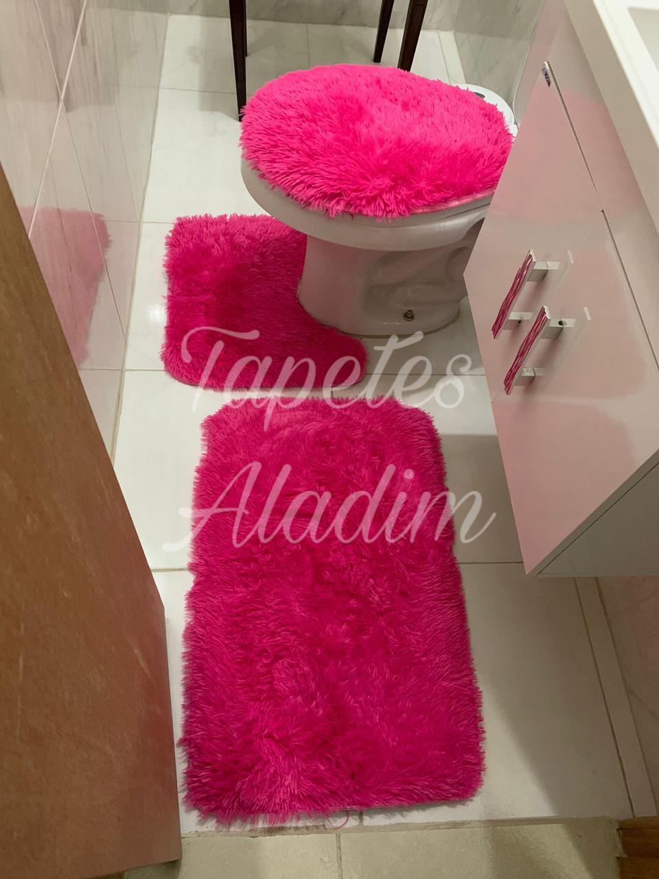 Jogo de Banheiro Felpudo Rosa Pink