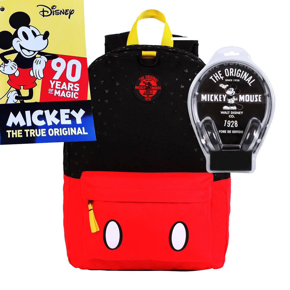 Mochila G Mickey Mouse Especial Edition 90 Anos de Magia C/ Fone Red e Black Disney