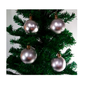 Kit 12 Bolas de Natal Metalizada Prata 50mm Decoração Árvore