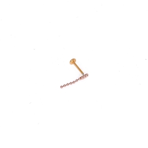 Piercing Labret Plug em Ouro Rosé Cascatinha Fio Haste Titânio