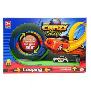 Pista Carro Crazy Streets Looping Com Disparador Presente Brinquedo Criança 370 BS Toys