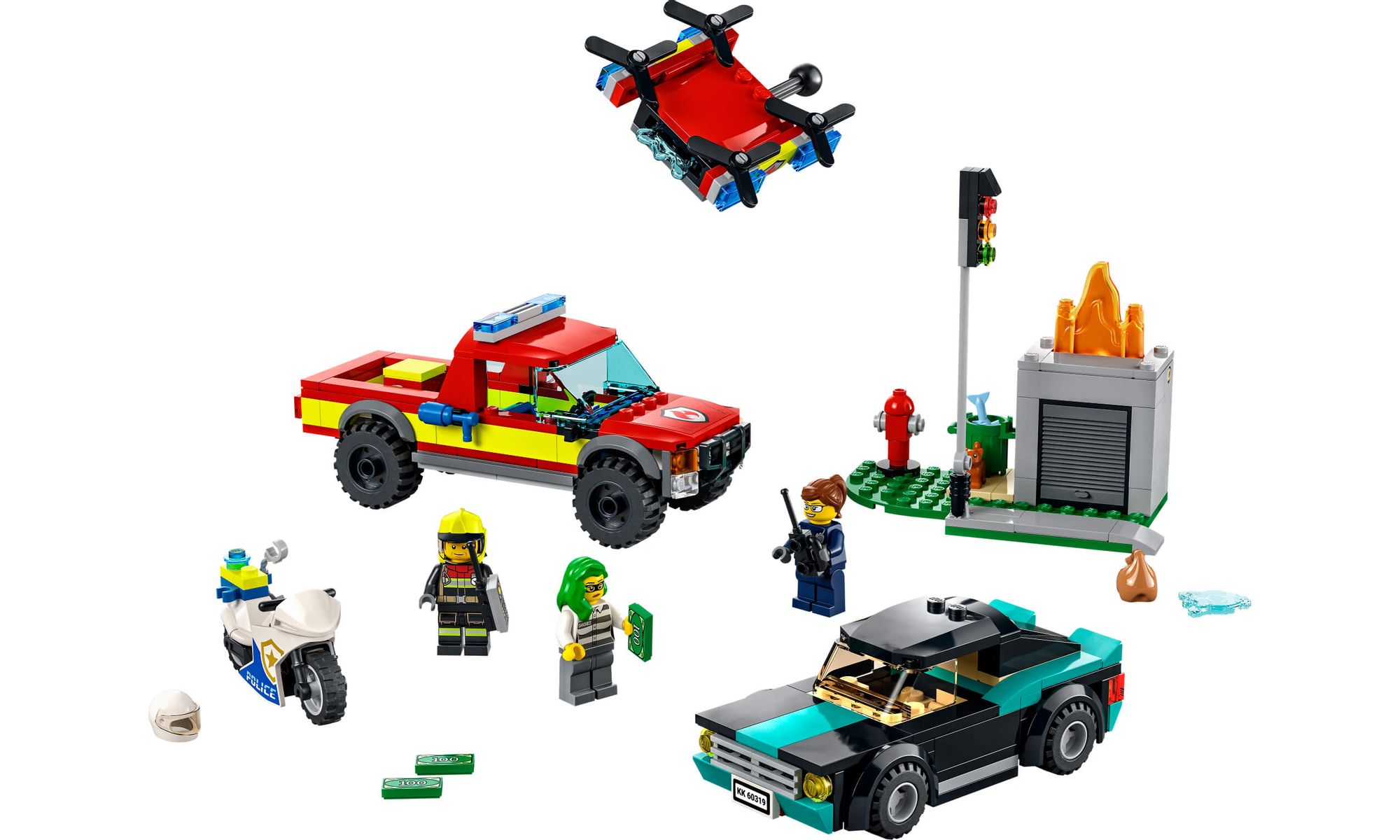 Lego City 60319 - Resgate dos Bombeiros e Perseguição de Polícia - Foto 1