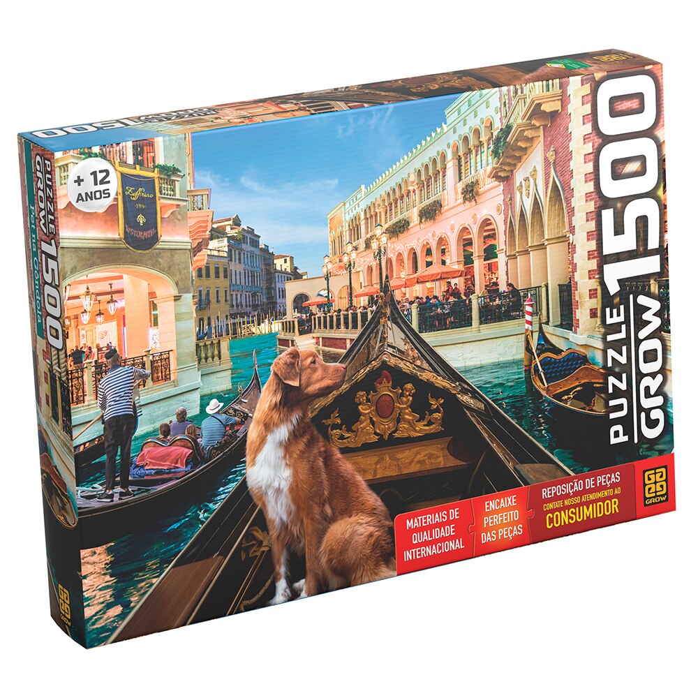 Quebra Cabeça Puzzle 1500 Peças - Pet na Gondola - Grow 03939 - Foto 0