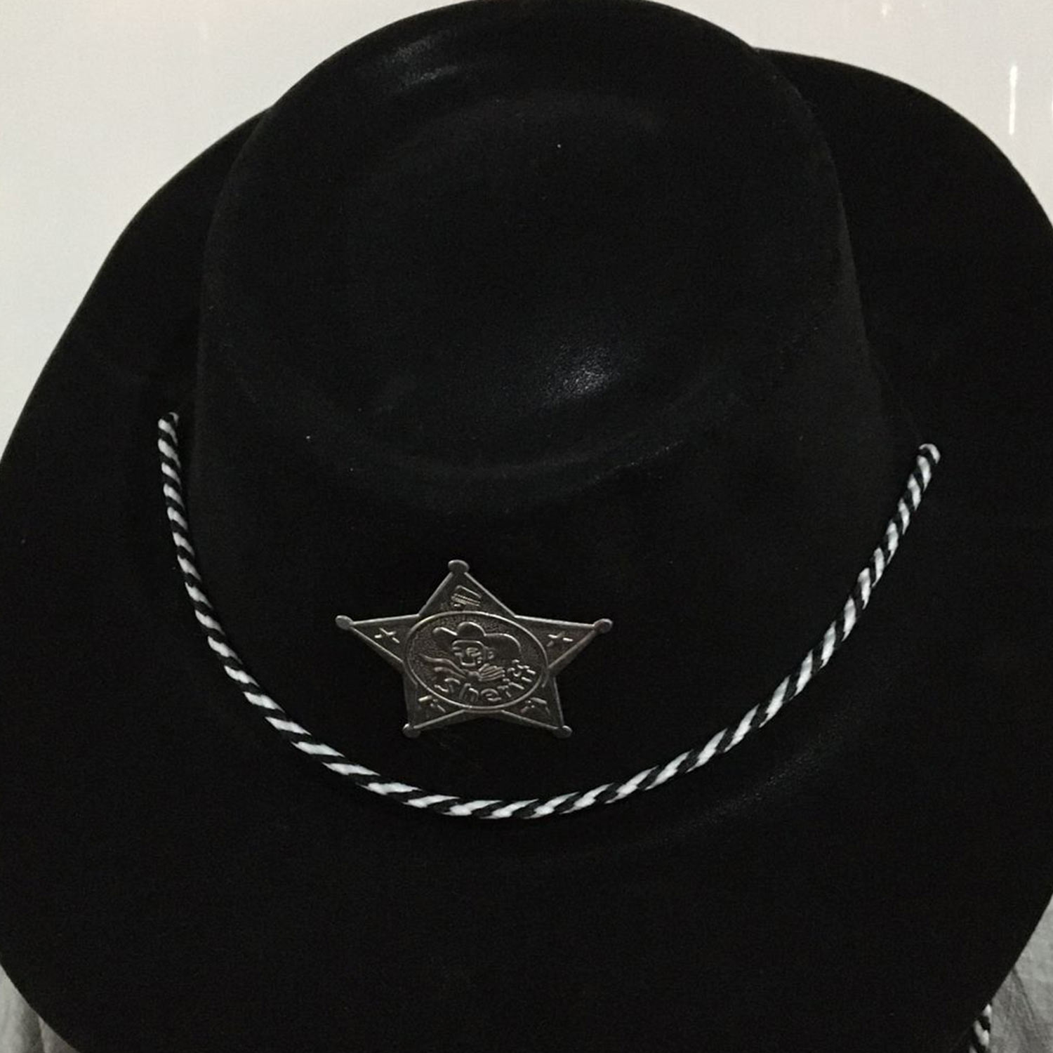 Chapéu Xerife Preto com Estrela Cowboy Adulto e Infantil