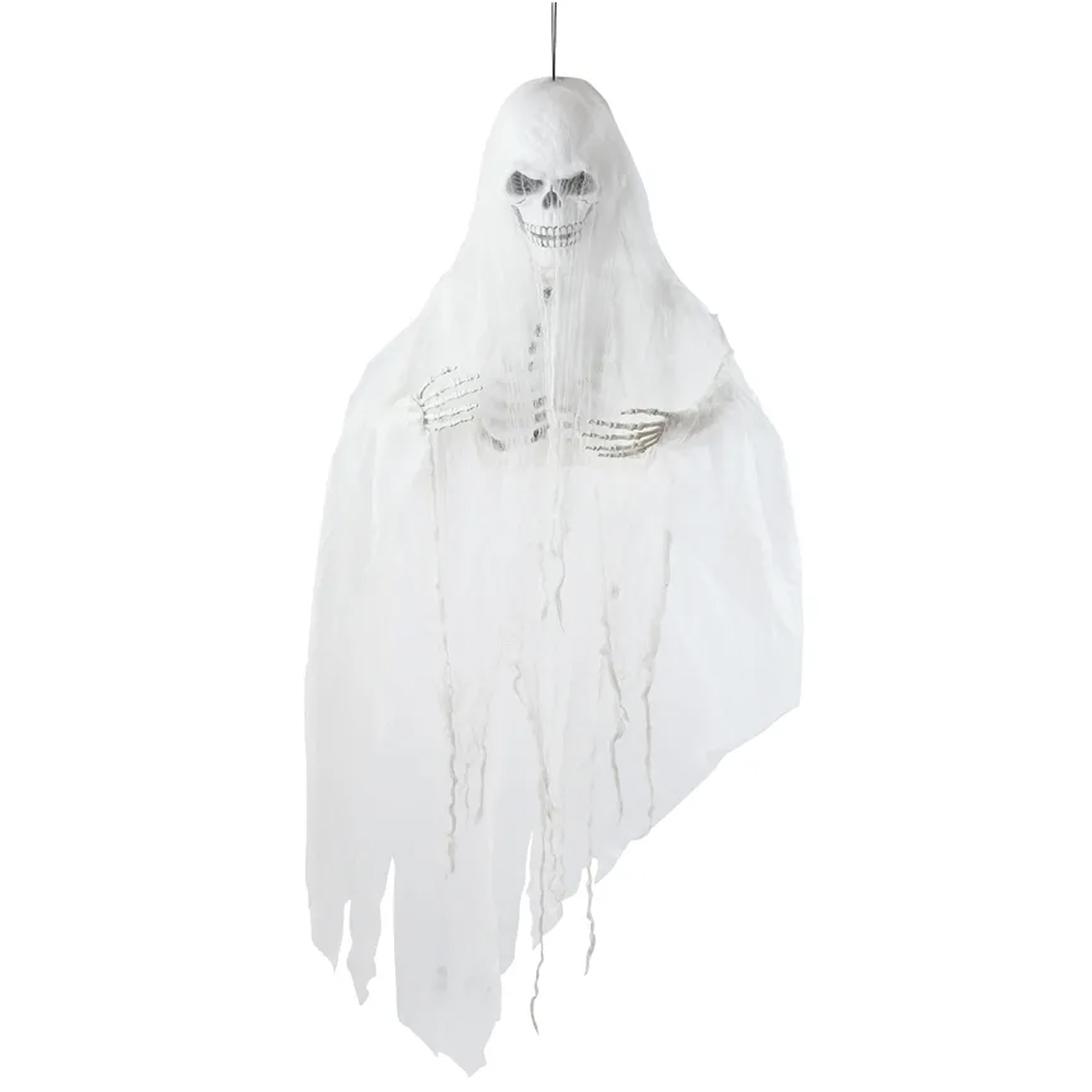 Decoração Halloween Fantasma Esqueleto Com Luz e Som Assustador