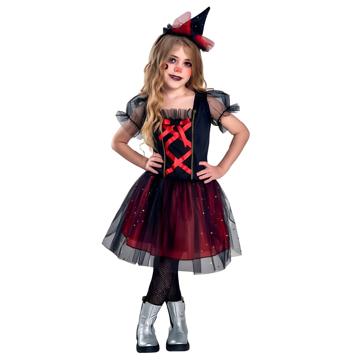 Fantasia Bruxa Halloween Infantil de Luxo com Chapeu