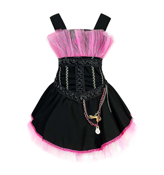 Fantasia Bruxa Infantil de Halloween Rosa Com Chapéu