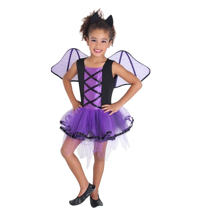 Fantasia Bruxa Morcego Infantil Halloween Com Tiara