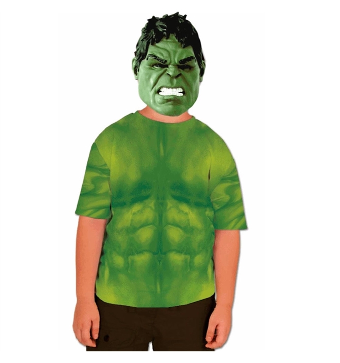 Fantasia Camiseta Casual Hulk infantil com máscara