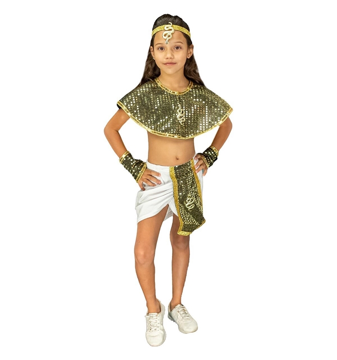 Fantasia Cleópatra Infantil Com Tiara e Braceletes