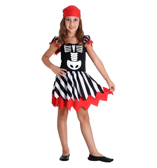 Fantasia de Pirata Esqueleto Infantil de Halloween Com Bandana
