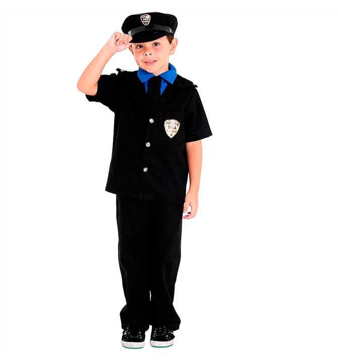 Fantasia de Policial Infantil Com Quepe Sulamericana