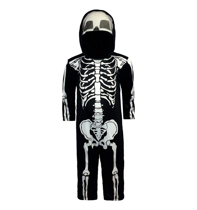 Fantasia Esqueleto Bebê com Capuz de Halloween