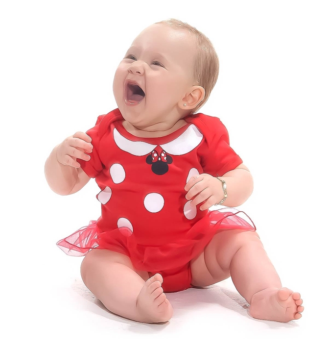 Fantasia Minnie Bebê Vermelha Body Mesversario Com Saia