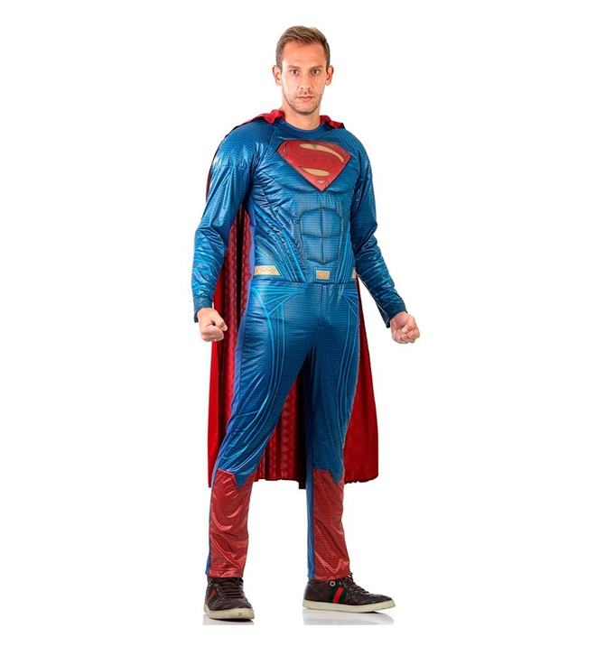 Fantasia Super Homem Adulto Batman vs Superman Luxo Com Músculo e Capa